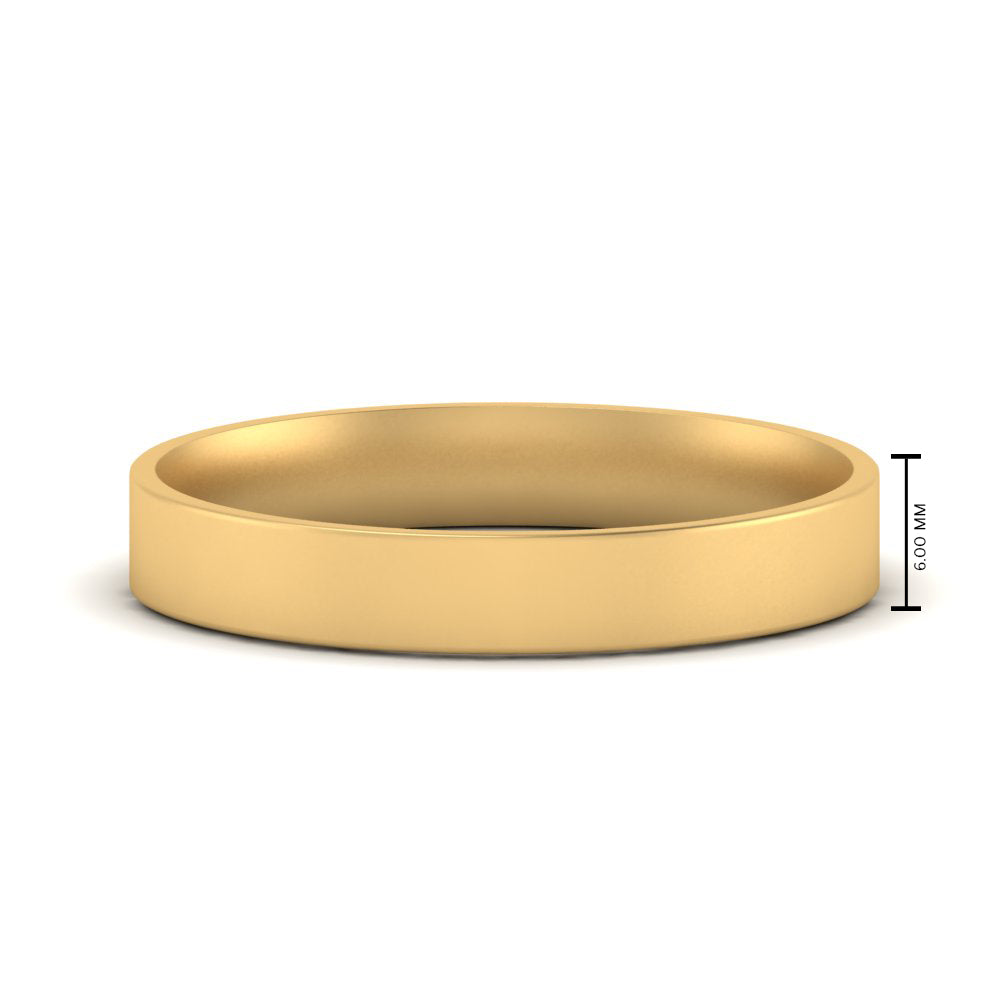 Comfort Fit Light Weight Flat Stacking Mens Band In 14K Yellow Gold | Cuts & Carat