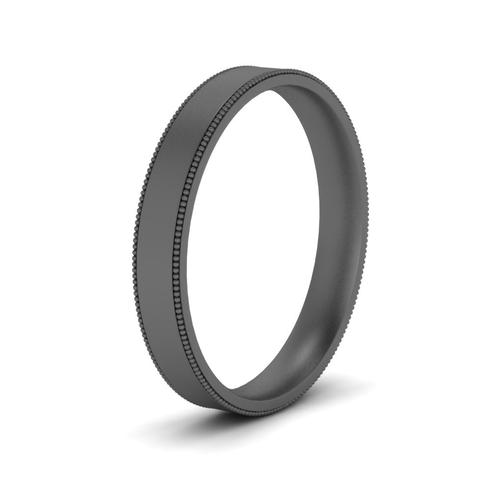 6 MM Flat Stack Stepped Edge Comfort Fit Mens Wedding Band 14K Black Gold | Cuts & Carat