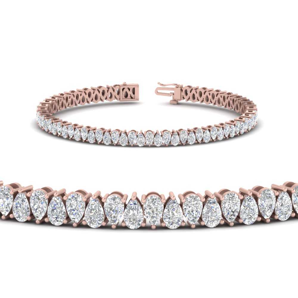 7.50 To 20 Carat Pear Cut Lab Diamond Tennis Bracelet 14K Gold