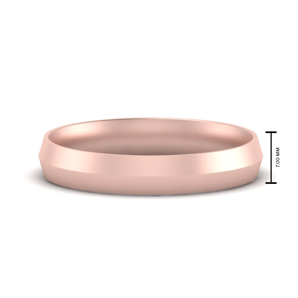 7 MM Comfort Fit Knife Edge Stack Mens Band In 14k Rose Gold | Cuts & Carat