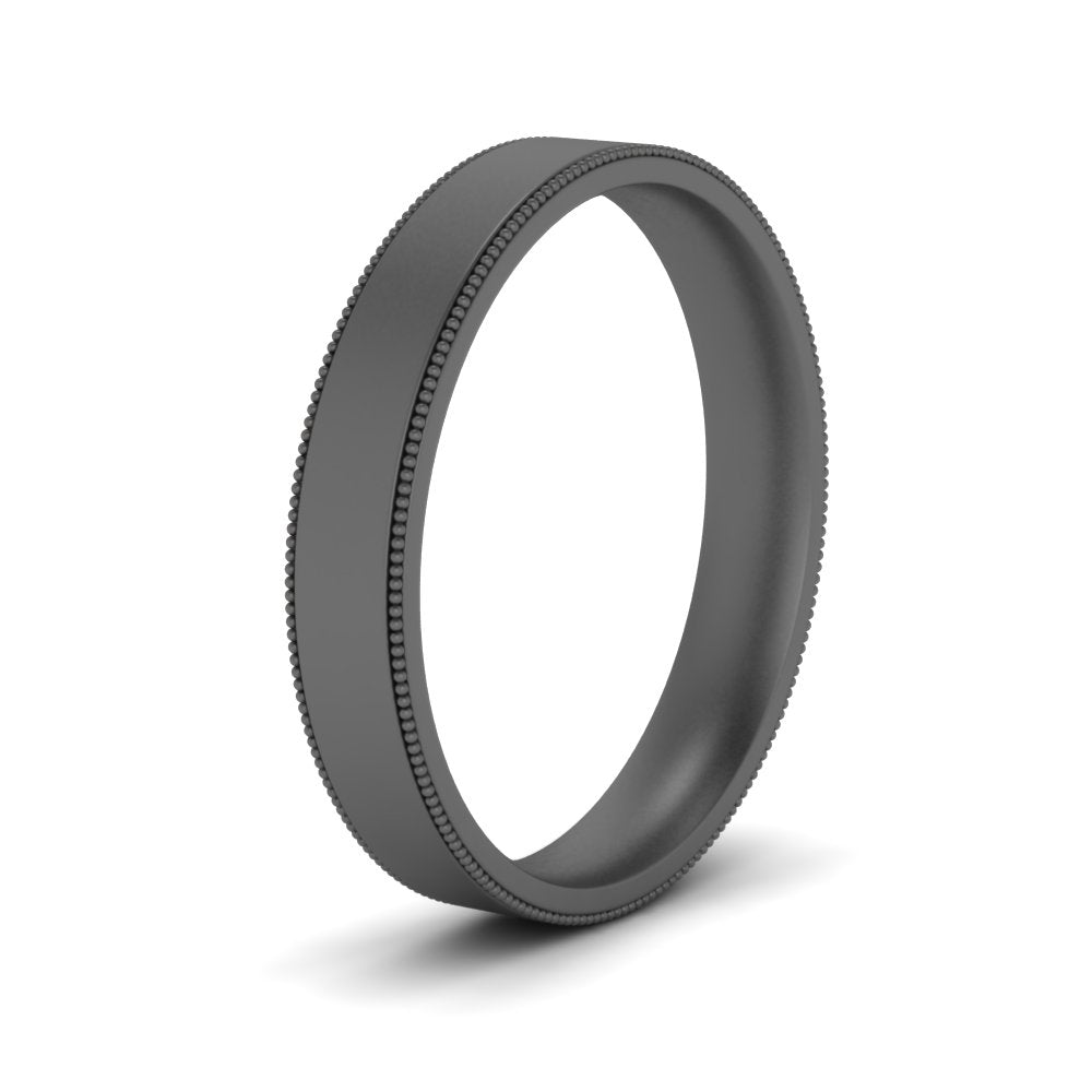 7 MM Flat Stack Stepped Edge Comfort Fit Mens Wedding Band 14K Black Gold | Cuts & Carat