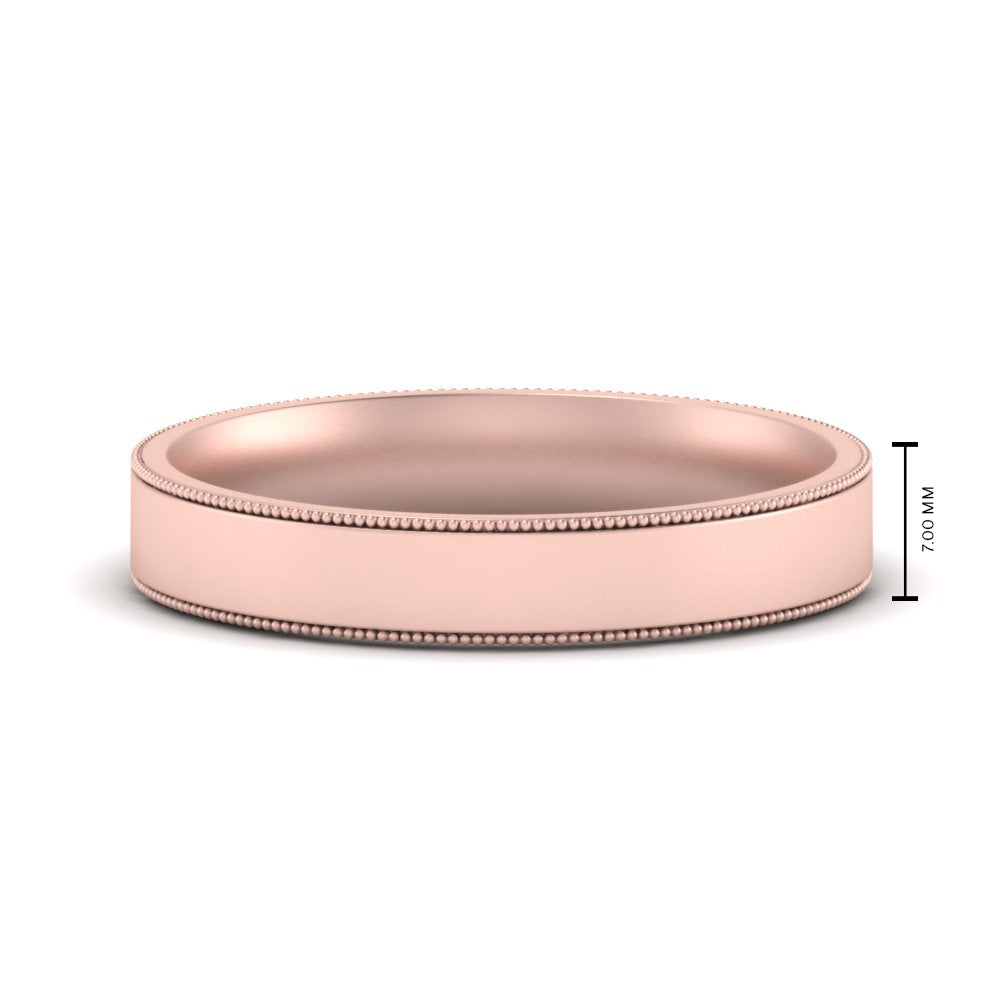 7 MM Flat Stack Stepped Edge Comfort Fit Mens Wedding Band 14K Rose Gold | Cuts & Carat