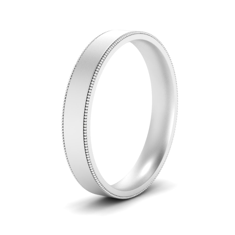 7 MM Flat Stack Stepped Edge Comfort Fit Mens Wedding Band 14K White Gold | Cuts & Carat