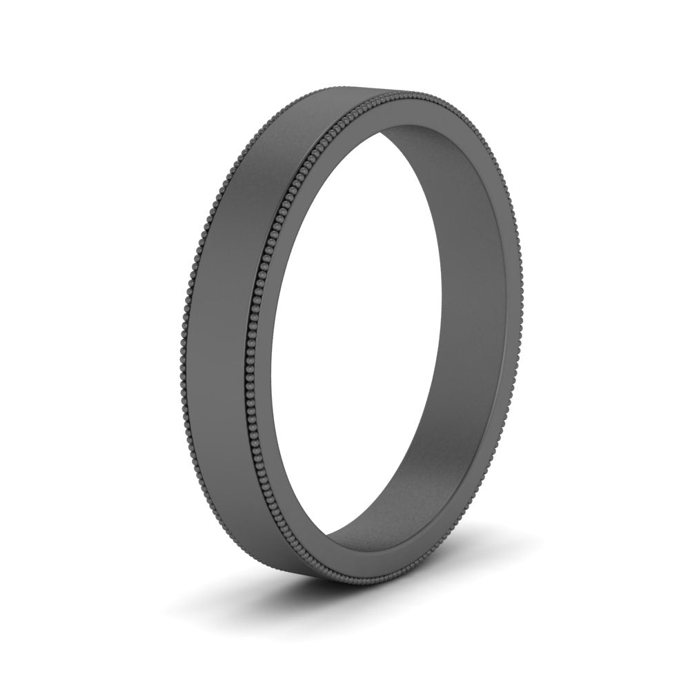 Flat Milgrain Stackable Mens Wedding Band In 14K Black Gold | Cuts & Carat