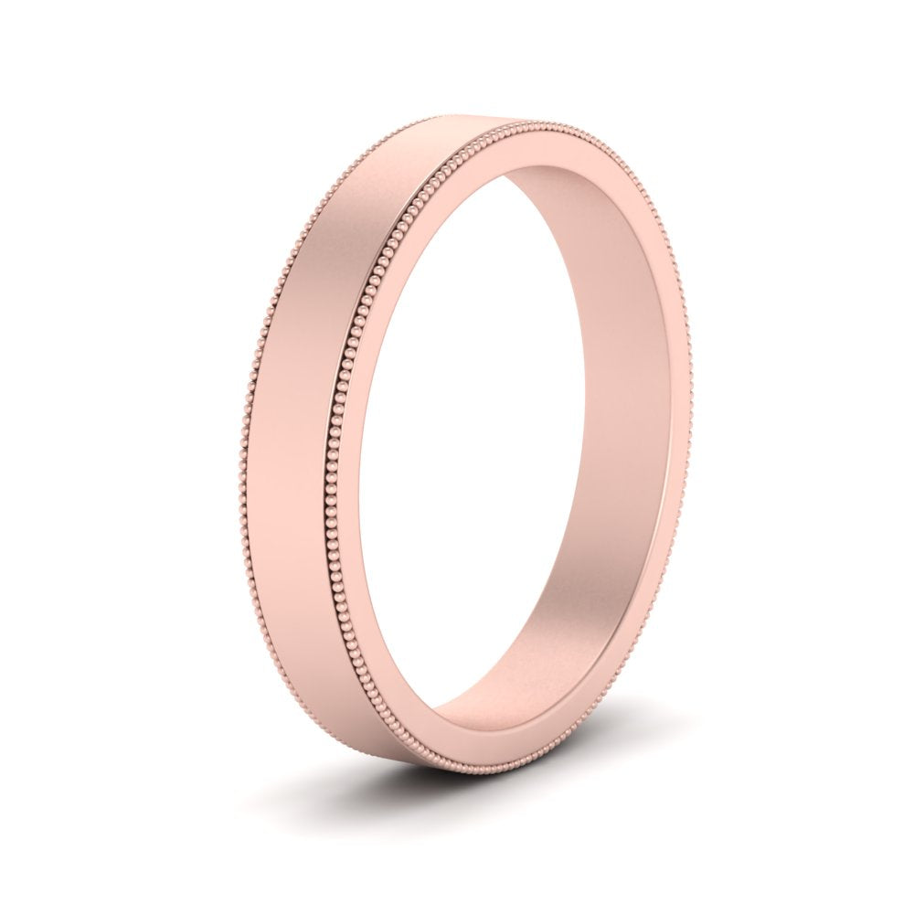 Flat Milgrain Stackable Mens Wedding Band In 14K Rose Gold | Cuts & Carat