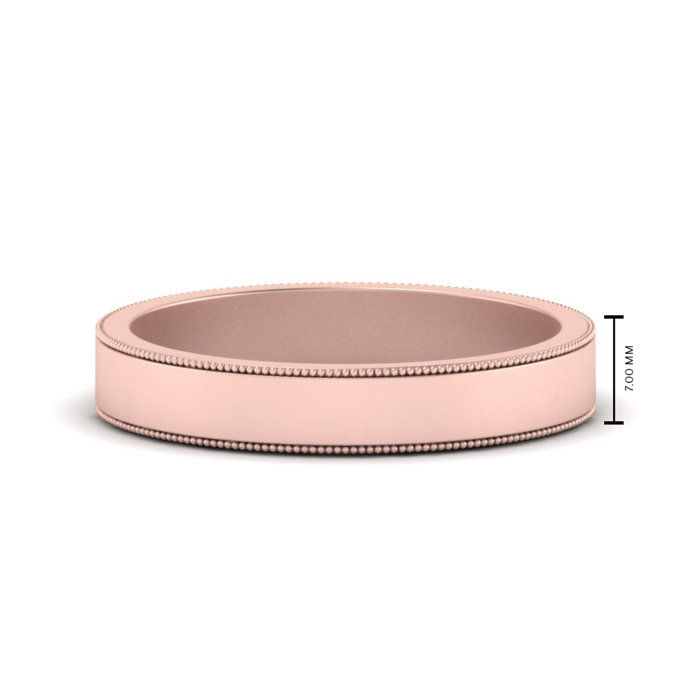 Flat Milgrain Stackable Mens Wedding Band In 14K Rose Gold | Cuts & Carat