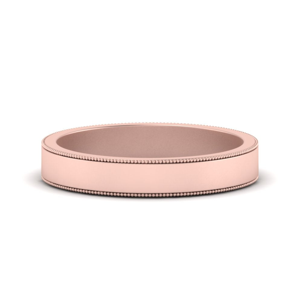 Flat Milgrain Stackable Mens Wedding Band In 14K Rose Gold | Cuts & Carat