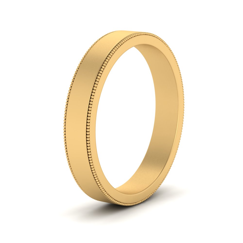 Flat Milgrain Stackable Mens Wedding Band In 14K Yellow Gold | Cuts & Carat