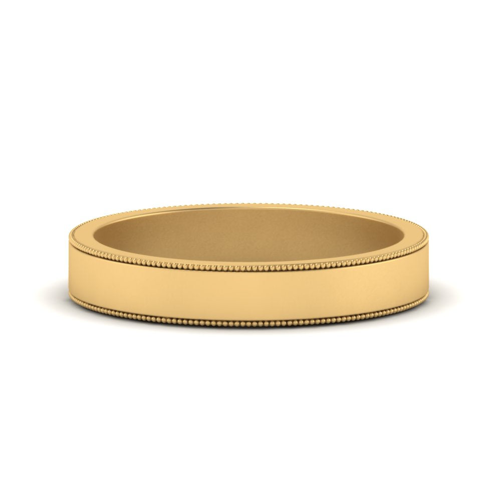 Flat Milgrain Stackable Mens Wedding Band In 14K Yellow Gold | Cuts & Carat