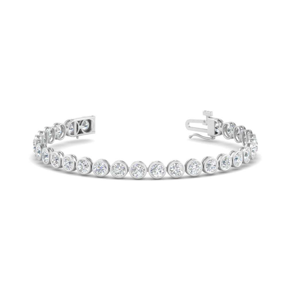 2.50 To 12 Carat Lab Diamond Bezel Set Tennis Bracelet 14K Gold