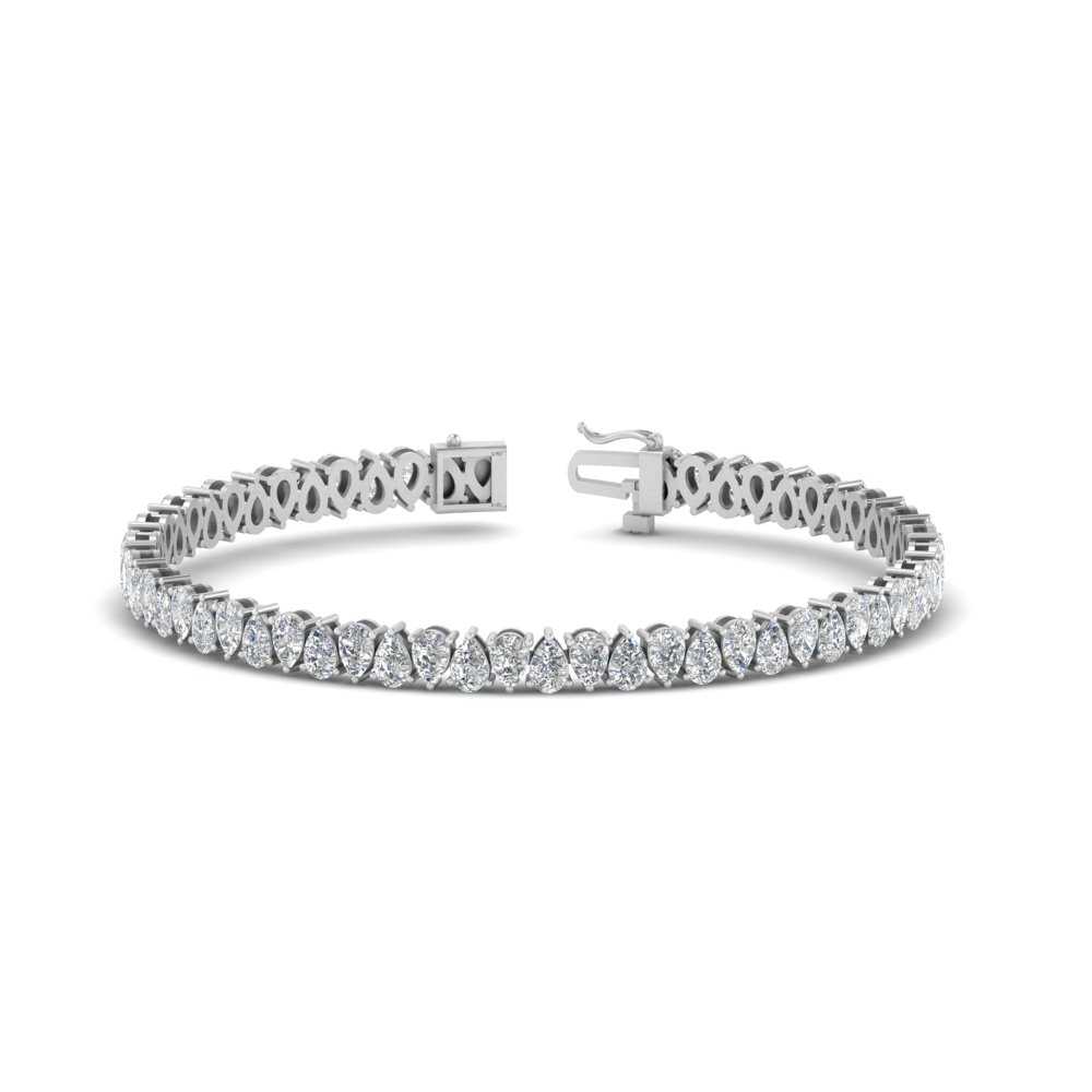 7.50 To 20 Carat Pear Cut Lab Diamond Tennis Bracelet 14K Gold