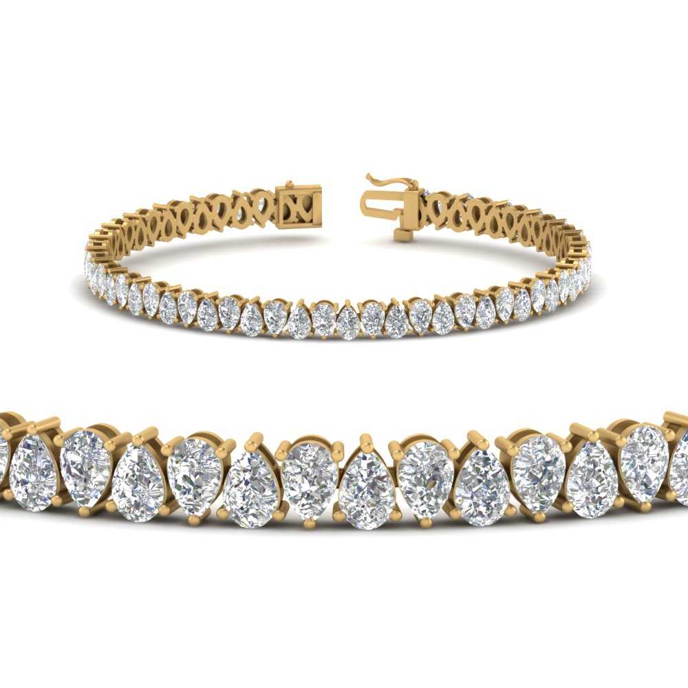 7.50 To 20 Carat Pear Cut Lab Diamond Tennis Bracelet 14K Gold