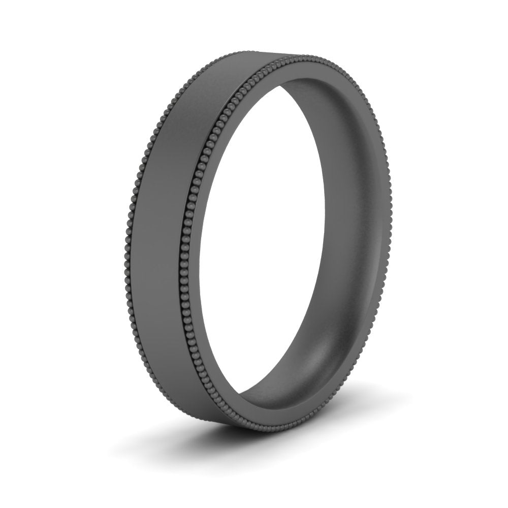 9 MM Flat Stack Stepped Edge Comfort Fit Mens Wedding Band 14K Black Gold | Cuts & Carat