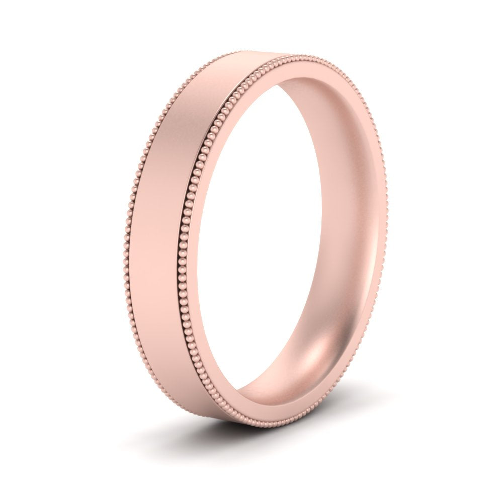 9 MM Flat Stack Stepped Edge Comfort Fit Mens Wedding Band 14K Rose Gold | Cuts & Carat