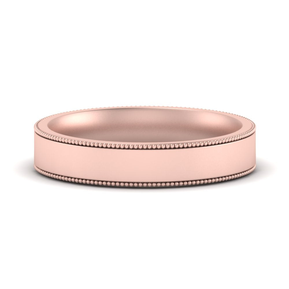 9 MM Flat Stack Stepped Edge Comfort Fit Mens Wedding Band 14K Rose Gold | Cuts & Carat