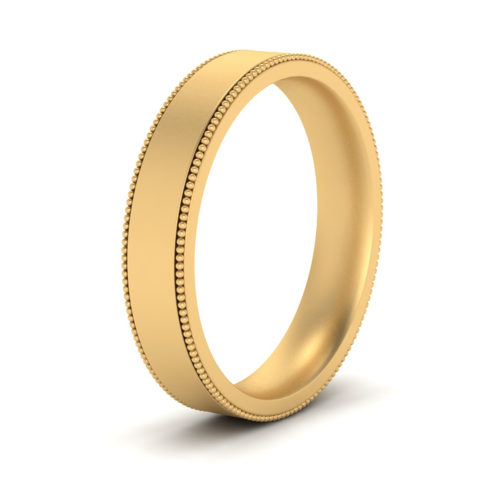 9 MM Flat Stack Stepped Edge Comfort Fit Mens Wedding Band 14K Yellow Gold | Cuts & Carat