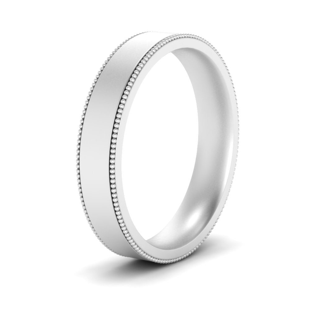 9 MM Flat Stack Stepped Edge Comfort Fit Mens Wedding Band 14K White Gold | Cuts & Carat