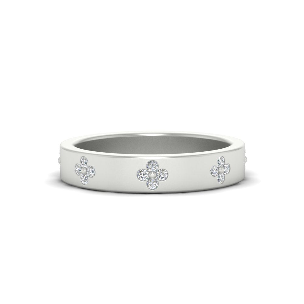 Clover Leaf Flower 0.32 Ct. Diamond Band Ring 14K Gold