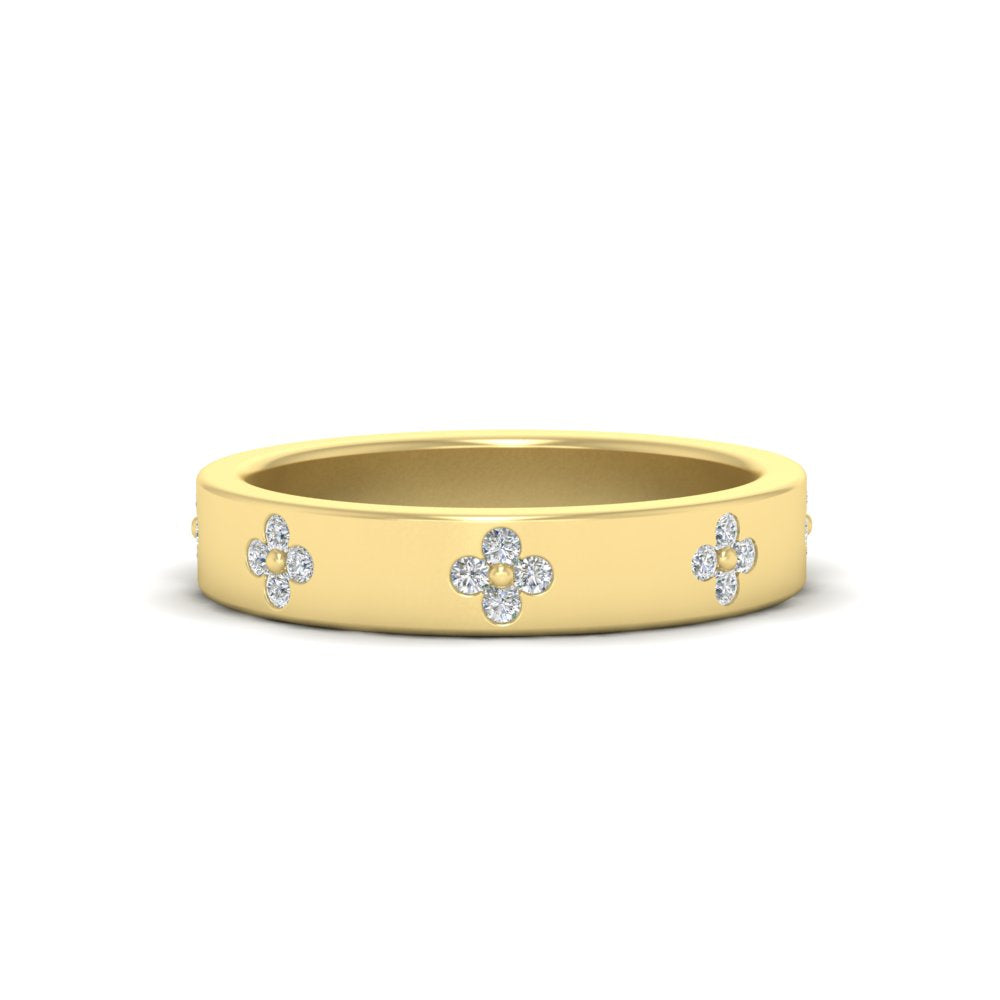 Clover Leaf Flower 0.32 Ct. Diamond Band Ring 14K Gold