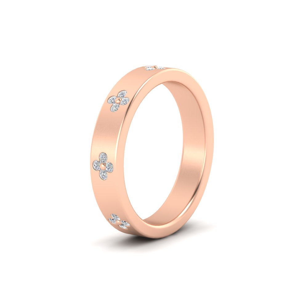 Clover Leaf Flower 0.32 Ct. Diamond Band Ring 14K Gold