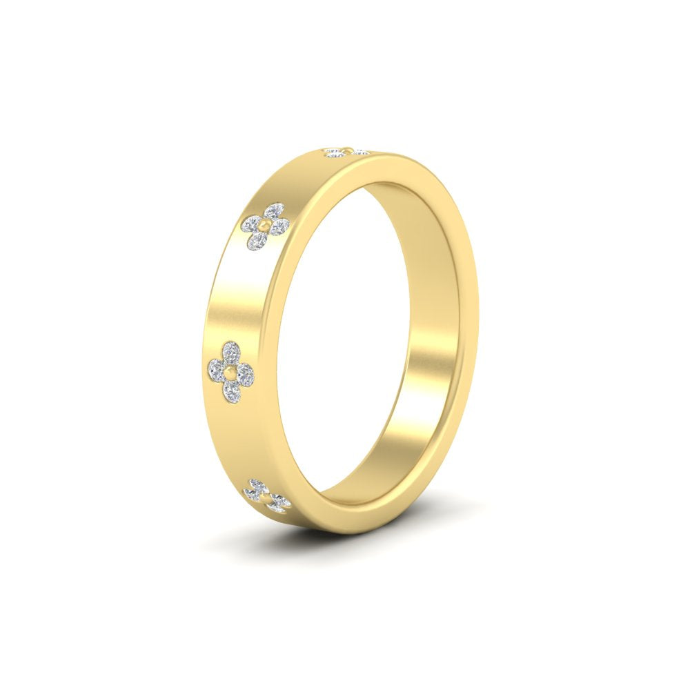 Clover Leaf Flower 0.32 Ct. Diamond Band Ring 14K Gold