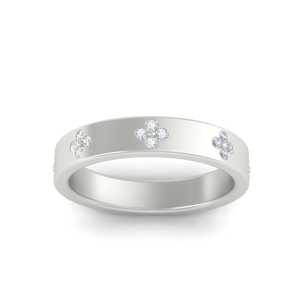 Clover Leaf Flower 0.32 Ct. Diamond Band Ring 14K Gold