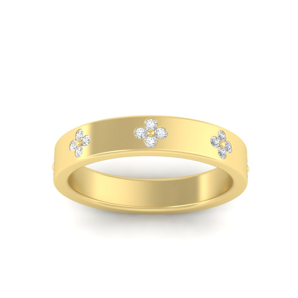 Clover Leaf Flower 0.32 Ct. Diamond Band Ring 14K Gold