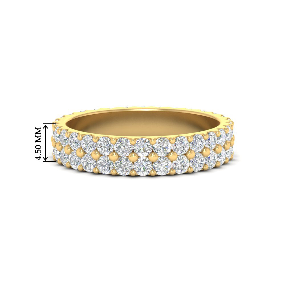 1 To 3.80 Carat Double Row Diamond Eternity Ring 14K Gold