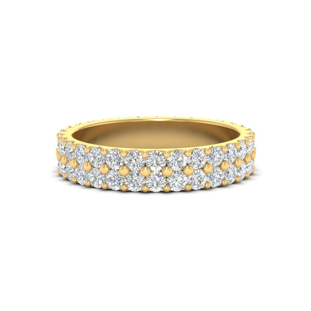 1 To 3.80 Carat Double Row Diamond Eternity Ring 14K Gold