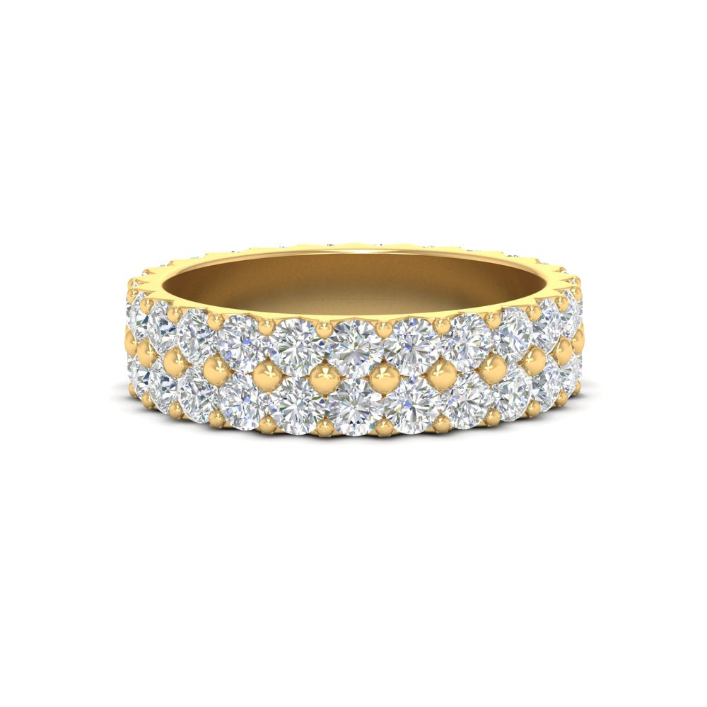 1 To 3.80 Carat Double Row Diamond Eternity Ring 14K Gold