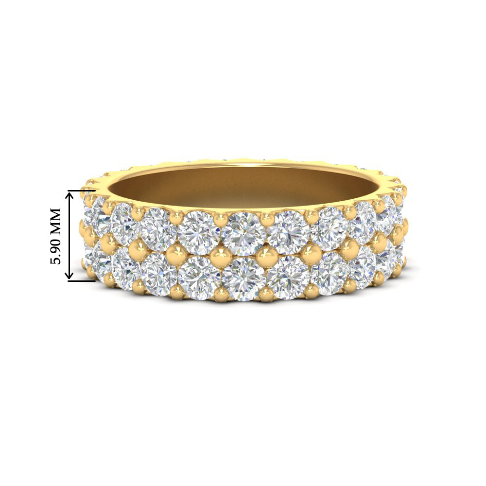 1 To 3.80 Carat Double Row Diamond Eternity Ring 14K Gold