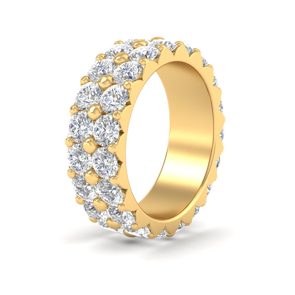 1 To 3.80 Carat Double Row Diamond Eternity Ring 14K Gold