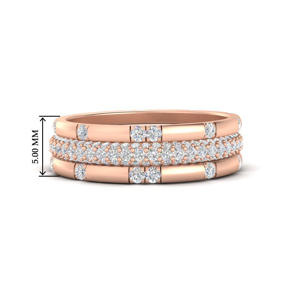 0.69 Ct. Trio of Round Diamond Stackable Band 14K Gold