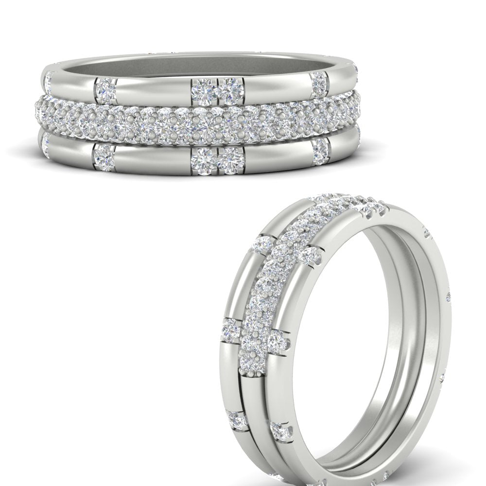 0.69 Ct. Trio of Round Diamond Stackable Band 14K Gold