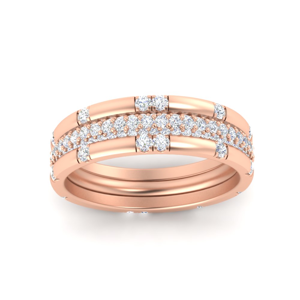 0.69 Ct. Trio of Round Diamond Stackable Band 14K Gold