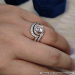 Load image into Gallery viewer, 1.42 Ct. Princess Lab Diamond Pave Swirl Bridal Set 14K Gold
