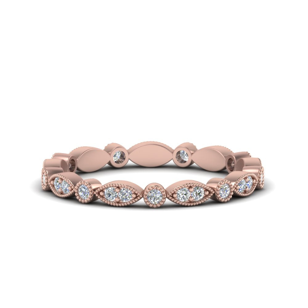 1/3 Ctw Art Deco Lab Diamond Eternity Womens Band in 14K Rose Gold  | Cuts & Carat