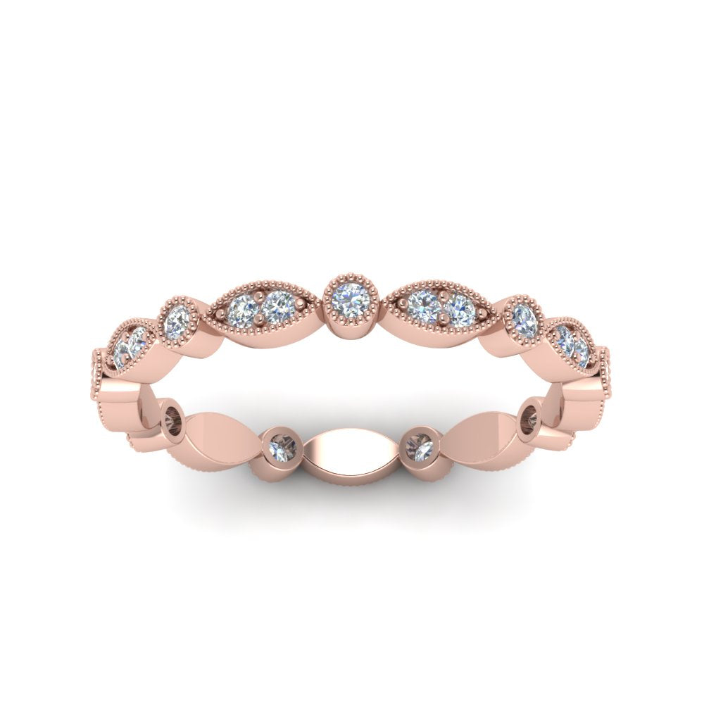 1/3 Ctw Art Deco Lab Diamond Eternity Womens Band in 14K Rose Gold  | Cuts & Carat