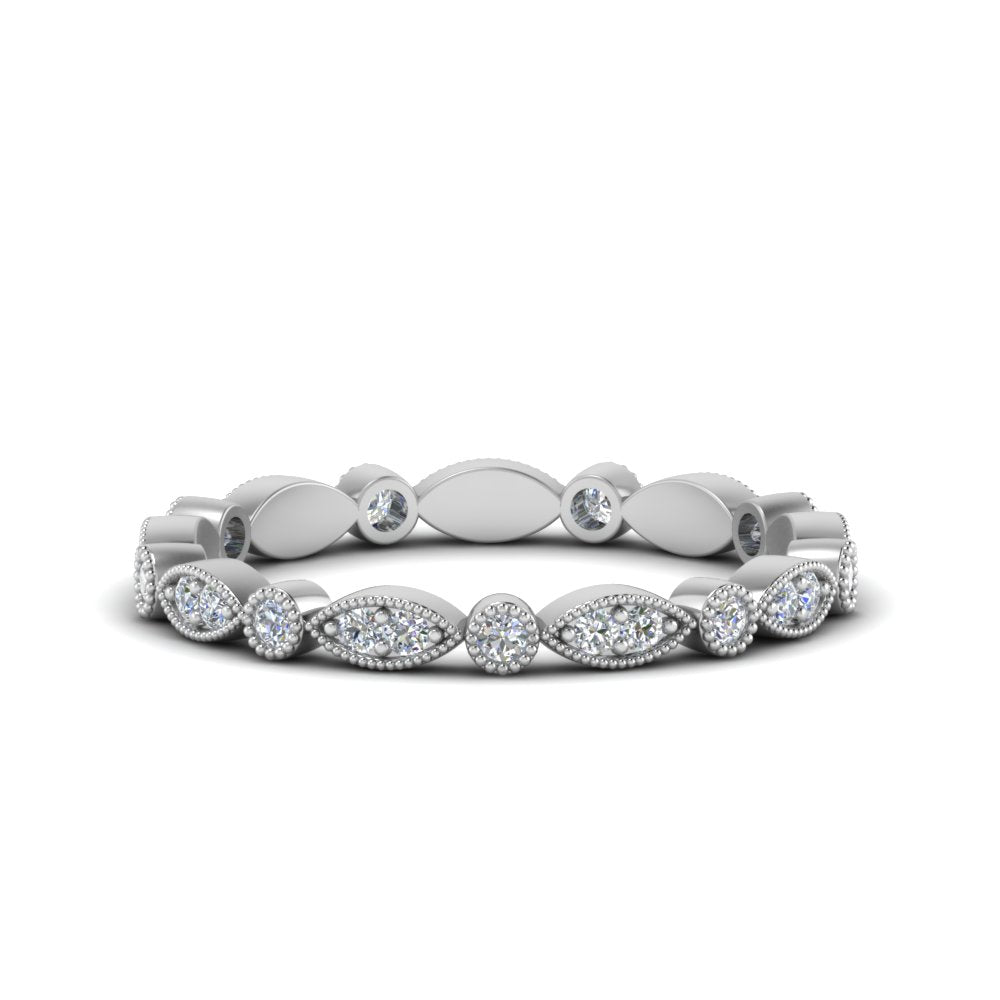 1/3 Ctw Art Deco Lab Diamond Eternity Womens Band in 14K White Gold  | Cuts & Carat