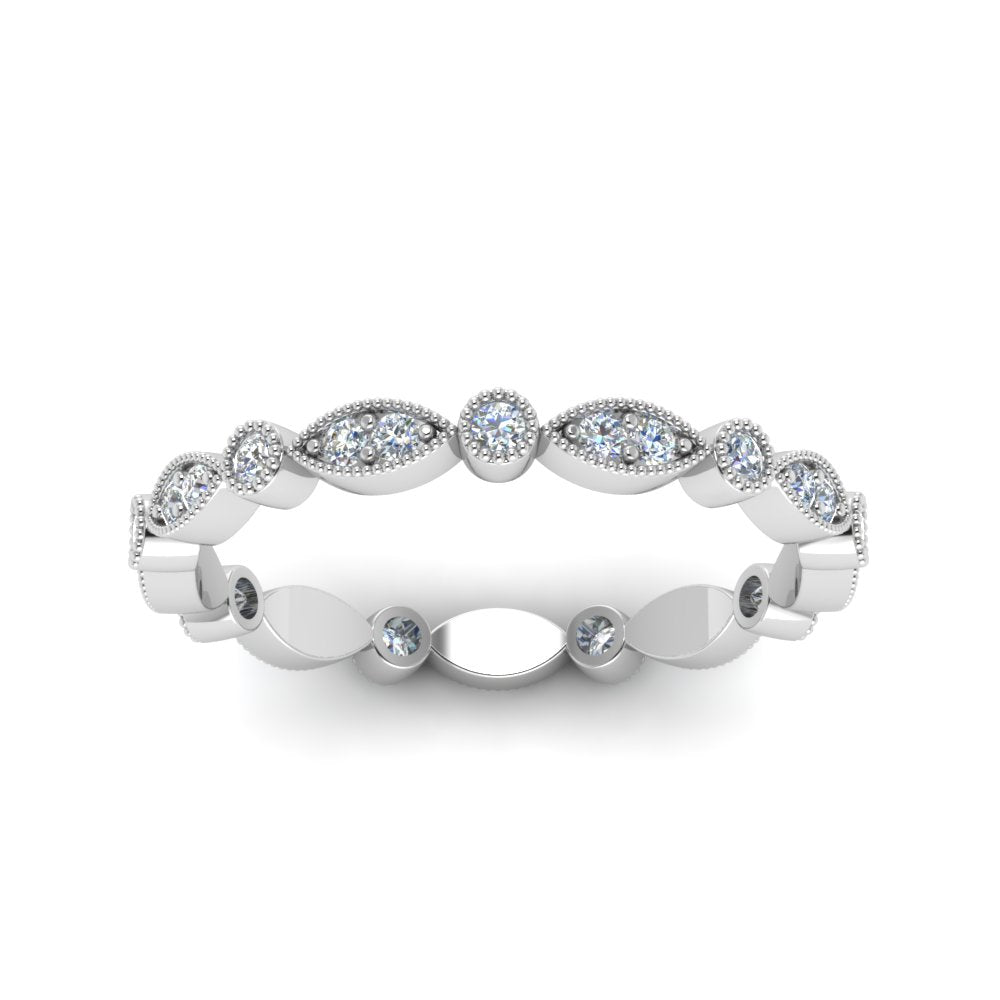 1/3 Ctw Art Deco Lab Diamond Eternity Womens Band in 14K White Gold  | Cuts & Carat