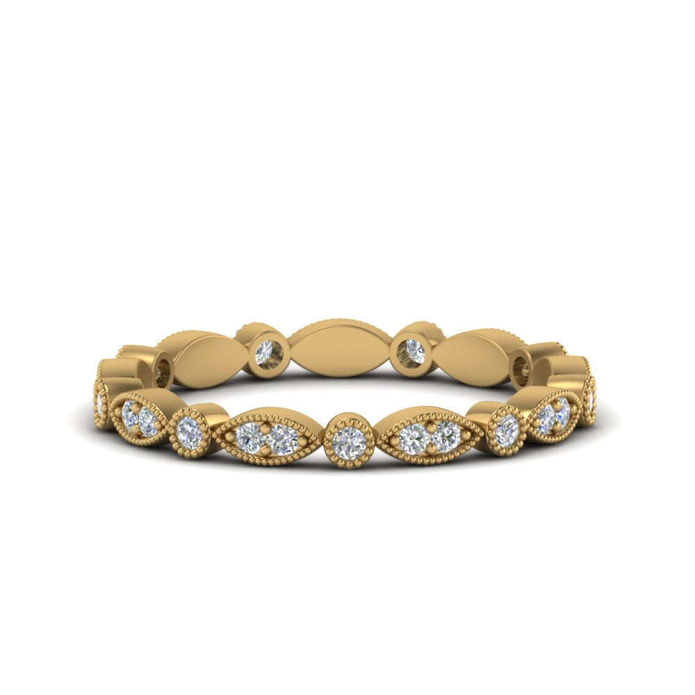 1/3 Ctw Art Deco Lab Diamond Eternity Womens Band in 14K Yellow Gold  | Cuts & Carat