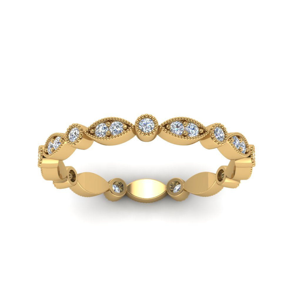 1/3 Ctw Art Deco Lab Diamond Eternity Womens Band in 14K Yellow Gold  | Cuts & Carat