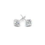 Load image into Gallery viewer, 0.50 To 5 Carat Lab Diamond Asscher Stud Bezel Set Earring For Women 14K Gold
