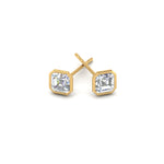 Load image into Gallery viewer, 0.50 To 5 Carat Lab Diamond Asscher Stud Bezel Set Earring For Women 14K Gold
