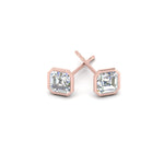 Load image into Gallery viewer, 0.50 To 5 Carat Lab Diamond Asscher Stud Bezel Set Earring For Women 14K Gold
