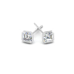 Load image into Gallery viewer, 0.50 To 5 Carat Lab Diamond Asscher Stud Bezel Set Earring For Women 14K Gold
