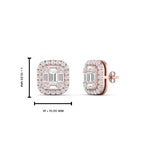 Load image into Gallery viewer, Baguette, Round And Emerald Cut Lab Diamond Studs Women Earring In 14k Rose Gold | Cuts &amp; Carat
