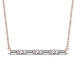 Load image into Gallery viewer, 5/8 Carat Women Lab Grown Baguette And Round Bar Necklace 14K Gold
