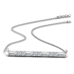 Load image into Gallery viewer, 5/8 Carat Women Lab Grown Baguette And Round Bar Necklace 14K Gold
