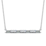 Load image into Gallery viewer, 5/8 Carat Women Lab Grown Baguette And Round Bar Necklace 14K Gold
